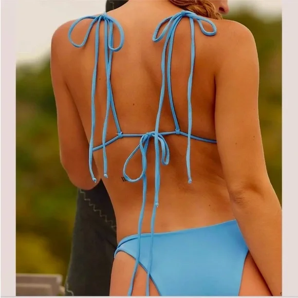 FP x Mare Perpetua The Essential Bikini Set Cornflower Blue String Medium XS NEW - Picture 3 of 8